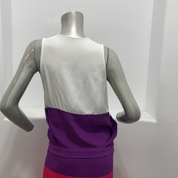 DSQUARED2 Women Color Block Tunic Dress White Purple - Picture 10 of 13